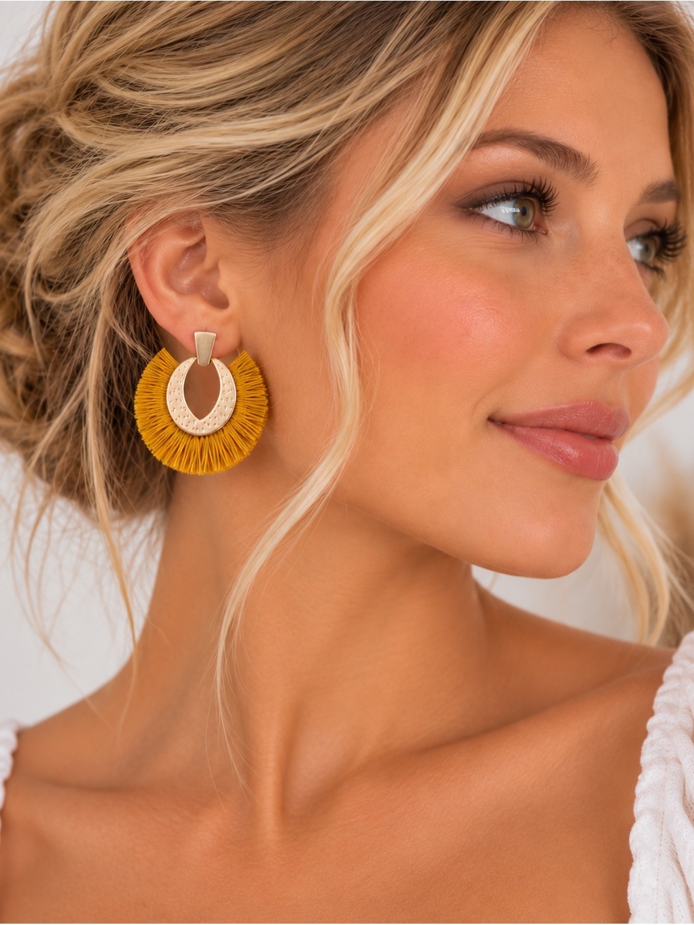Full Moon Tassel Earrings